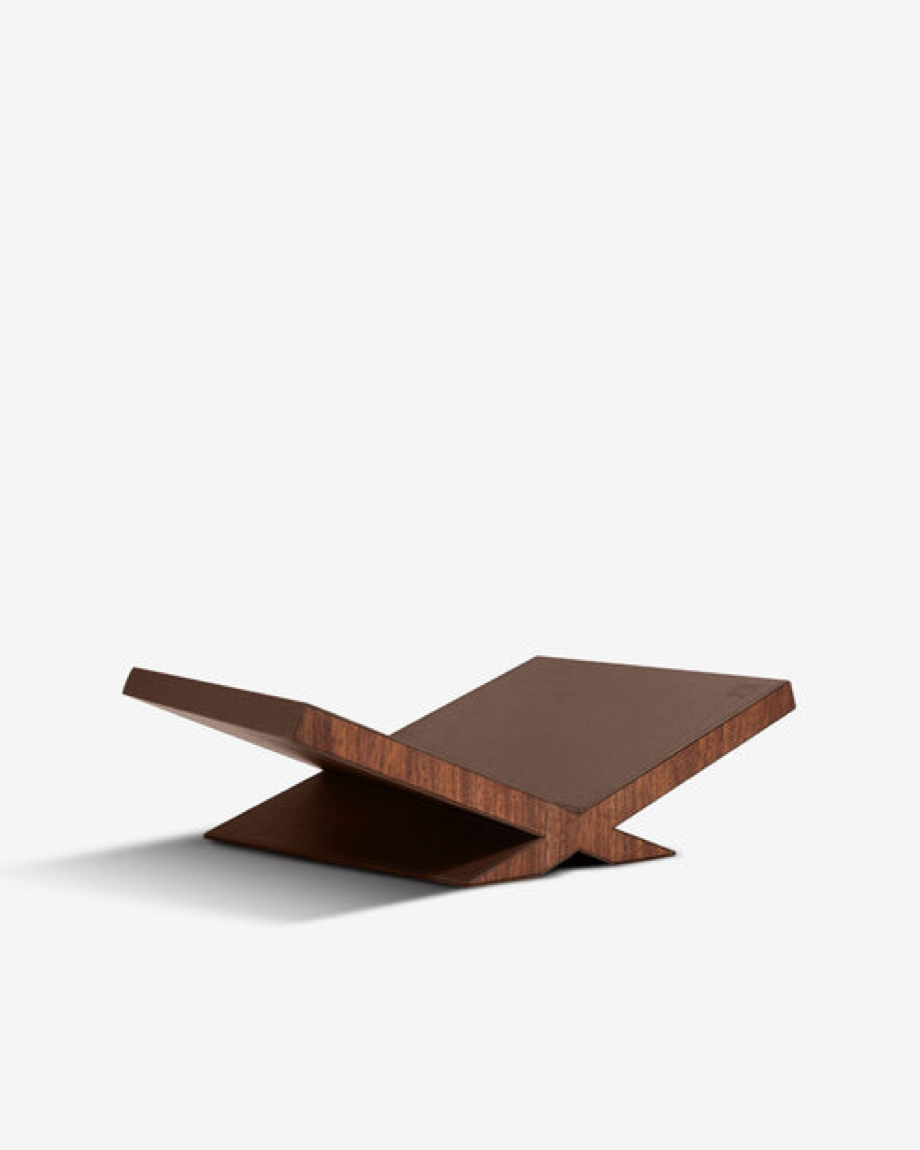 ASSOULINE - LIBRARY COLLECTION | CULTURE CLASSIC BOOKSTAND BROWN PEBBLED LEATHER